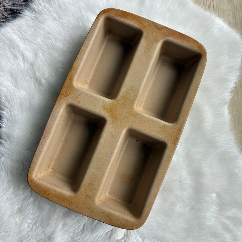 Pampered Chef Heritage Stoneware 4 Loaf Mini Bread Pan 111103 USA Made